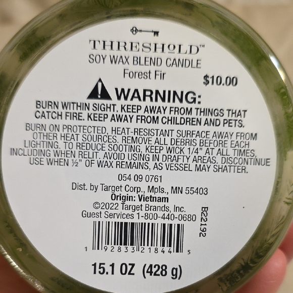 Threshold 15oz Forest Fir Scented Candle with Gold Lid - Picture 2 of 4